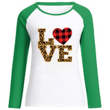 Valentine's Day T Shirt Love Leopard Print Letter Plaid Heart Printing Women's T-shirt