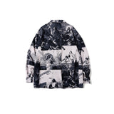 Man Fall Outfits Portrait Oil Painting Stitching Men's Long-Sleeved Shirt