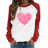 Valentine's Day T Shirt Petals Heart Printing Women's Tops Loose Casual