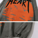 Men Sweater Heart Printing Knitwear Men's Loose Pullover