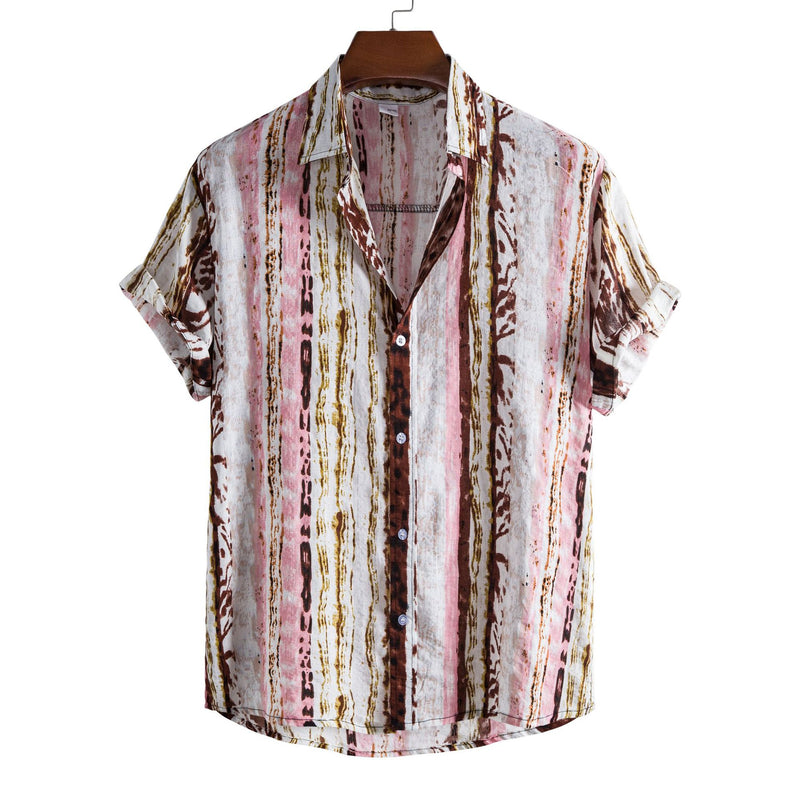 Camp Collar Shirt Stripe Printed Shirt