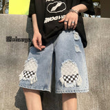 Men Denim Shorts Ripped Denim Shorts Men's Summer Casual Pants Loose