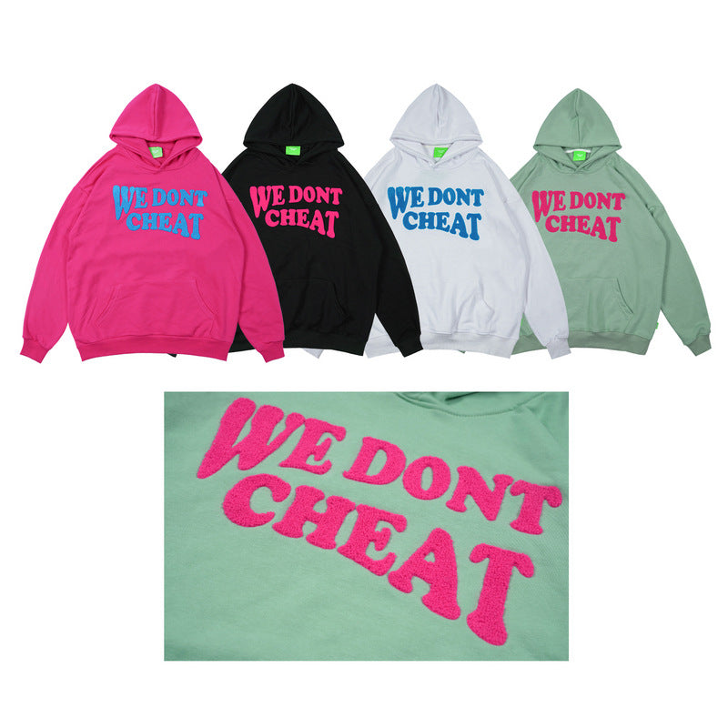 Man Fall Outfits Alphabet Embroidery Sweater Men's and Women's Loose Hooded Autumn and Winter Jacket