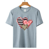 Valentine's Day T Shirt Colorful Plaid Printed Pullover Short Sleeve Women's T-shirt