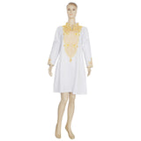 Solid Color Long Sleeve Embroidered Dress African Dashiki Ankara Styles Dress