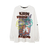 Man Fall Outfits Dark High Street Style Hand-Painted Graffiti Printing Long-Sleeved T-shirt Men's Top