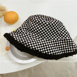 Vintage Check Bucket Hat Faux Cashmere