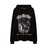 Man Fall Outfits Hip Hop Printed Hoodie Men's and Women's Pullover Black White Autumn and Winter