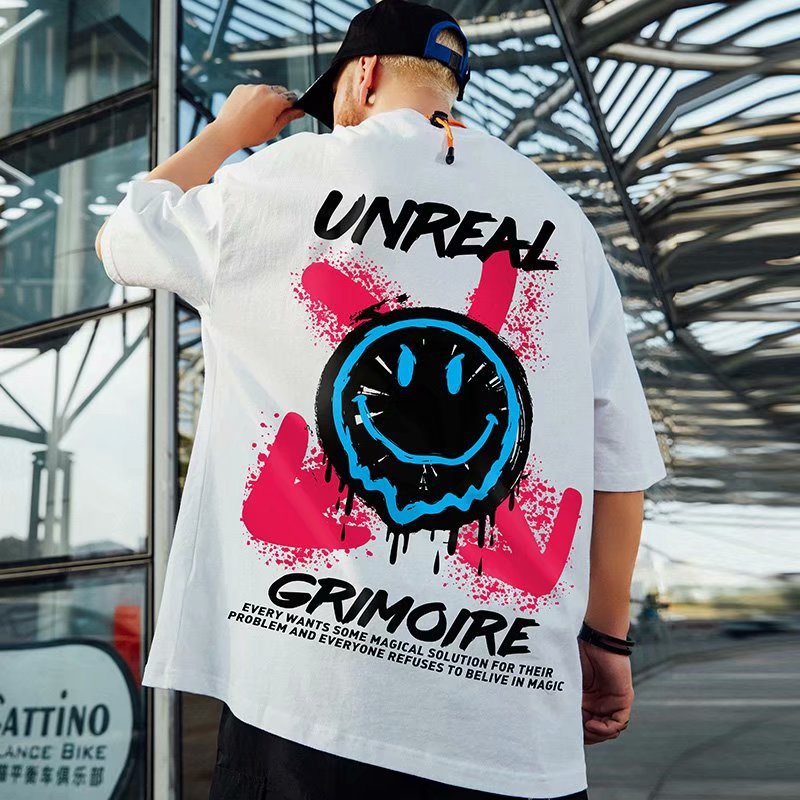 Men T-Shirts Loose Printed Half Sleeve