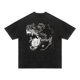 Askyurself T Shirt Men's Spring and Summer Print Fried Color Short Sleeve T-shirt