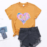 Valentine's Day T Shirt Short Sleeve Heart Printing Casual Summer Top
