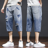 Men Jorts Boys Ripped Letter Print Printed Middle Pants