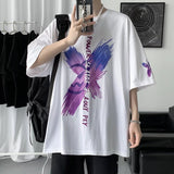 Men T-shirt Graffiti Printing Loose