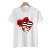 Valentine's Day T Shirts Couples Leopard Print Heart Printing Women's Pullover T-shirt