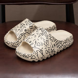 Mens Slide Summer Slippers Men'S Shoes Sesame Street Graffiti Casual Slippers