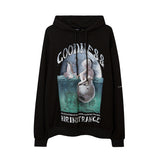Man Fall Outfits Hip Hop Printed Hoodie Men's and Women's Pullover Black White Autumn and Winter