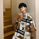 Men T-Shirts Cartoon Print Loose Half Sleeve