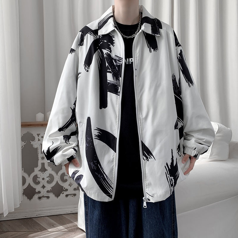 Men's Jackets Autumn Loose Men Printed Jacket Coat