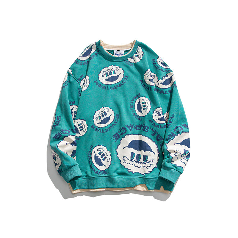 Crew Neck Sweatshirts for Men | Cartoon round Neck Sweater Loose Top