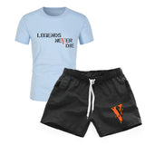Vlone T Shirts & Shorts 2 Piece Set Men'S Sports Round Neck T-Shirt Shorts Set