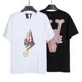 Vlone T Shirt Four Seasons Base Short Sleeve Vlone Palm Large V Printed Loose T-Shirt