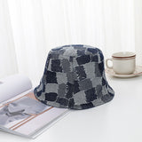 Vintage Check Bucket Hat Cowboy Hat Sunshade Short Brim