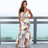 Nine Britton Dress Sexy Slim Lotus Leaf Floral Print Sling
