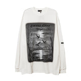 Man Fall Outfits Dark High Street Style Hand-Painted Graffiti Printing Long-Sleeved T-shirt Men's Top