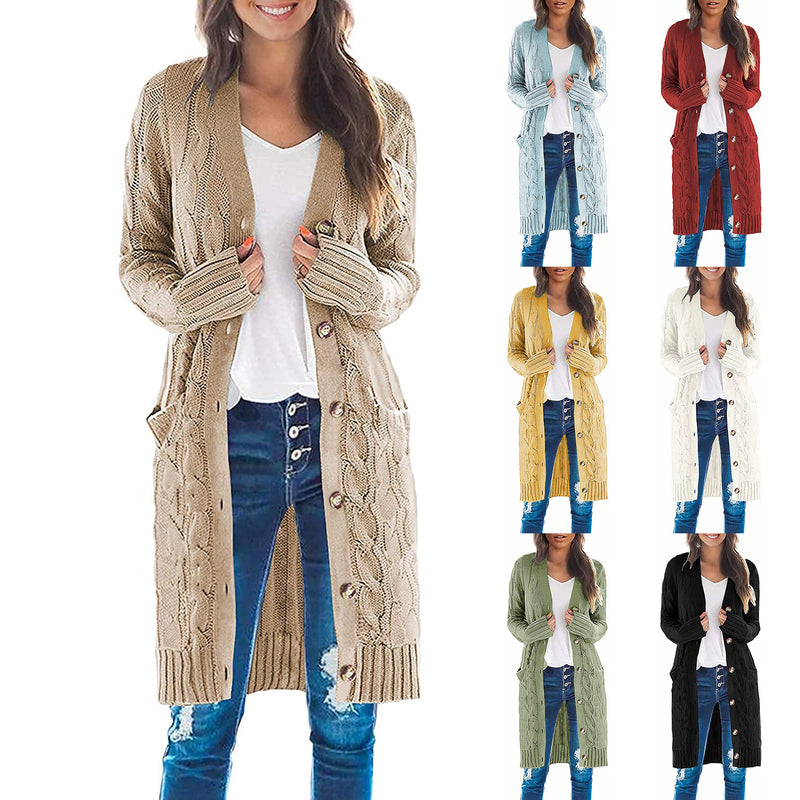 Women's Cardigan Knit Sweater Long Button Cardigan Sweater for Women