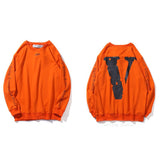 Vlone Sweatshirt Sweater Large V Velvet Long Sleeve Flame Skull Terry Cotton