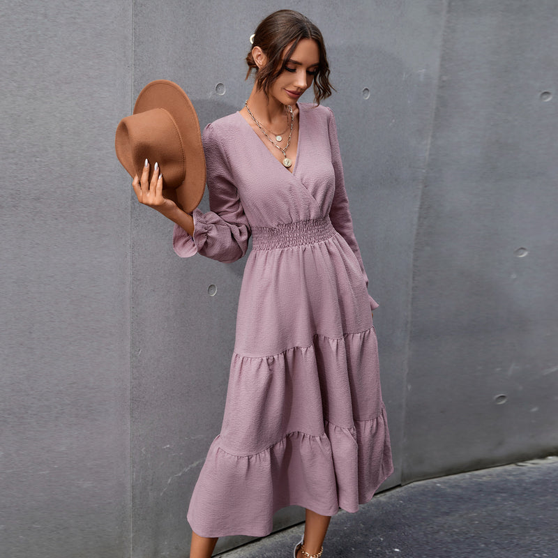 Kendall Jenner Wedding Guest Dress Elegant Slim Fit Slimming V-Neckline Mid-Length