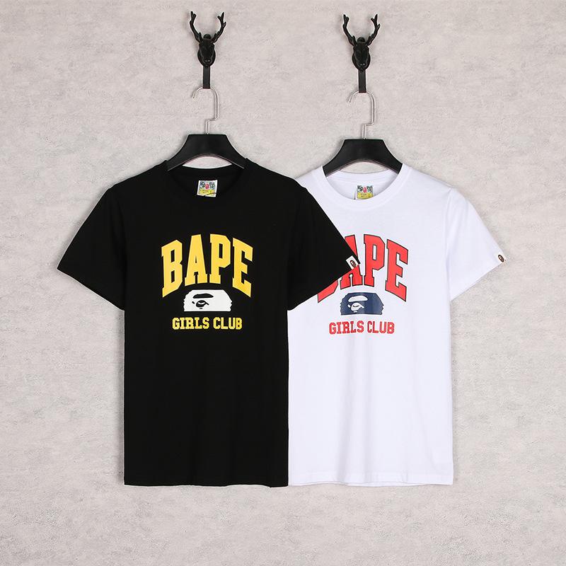 Bathing Ape T Shirt Black White Summer Cartoon Letter Print Casual Short Sleeve T-shirt