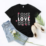 Valentine's Day T Shirts Couples Printed Loose Pullover Loose Short Sleeve T-shirt