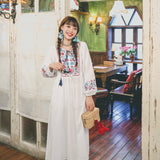 Coachella Music Festival Outfits Embroidered Cotton Linen Holiday Dress