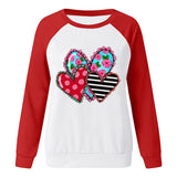 Valentine's Day T Shirts Couples Printed Loose Pullover round Neck Women's Long Sleeve T-shirt