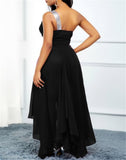 Valentine's Day Dress Autumn and Winter Fashion Sloping Shoulder Dress