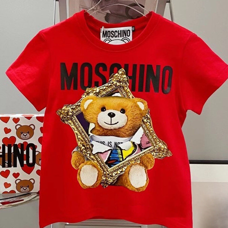 Moschino T Shirt Bear Pattern T-Shirt Short Sleeve Couple Style