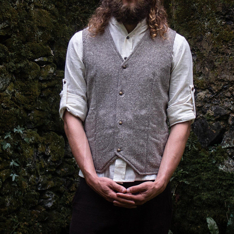Men Dress Vests Autumn Solid Color Slim Fit Casual Vest Men