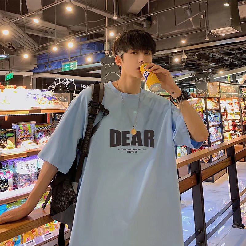 Men T-Shirts Foam Letter Oversize