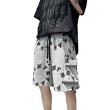 Men White Shorts Summer Shorts Men's Casual Loose Printed