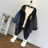 Toddler Boys Jackets Boys Autumn Clothing Stitching Jacket Hooded Jacket