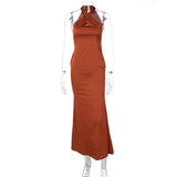 Kendall Jenner Wedding Guest Dress Sexy Solid Color Slim Sleeveless Backless