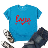 Valentine's Day T Shirts Couples Love Printed Short Sleeve round Neck T-shirt Men and Women Loose