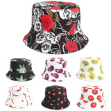 Bucket Hat Fishing Cap Cotton Print Fisherman Hat Printed Cartoon Fashion Men and Women Outdoor Sun Hat