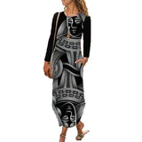 Romanian Gypsy Outfits Printed Long Sleeve Dress