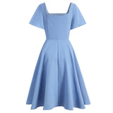 Regency Dress Square Collar Backless Ruffle Sleeve Dress