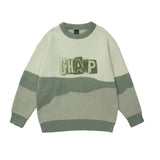 Men Sweater Embroidery Letter Color Matching Knitwear Men Street Tide Brand Loose round Neck Sweater