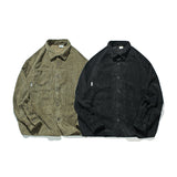 Man Fall Outfis Retro Solid Color Simple Corduroy Thick Stripe Loose Top Men's Casual Jacket Jacket