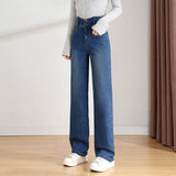 Gloria Vanderbilt Jeans High Waist Petal Waist Loose Wide-Leg Draggle-Tail Trousers
