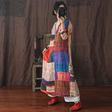 Gypsy Style Dresses Printed Lace V-neck Pastoral Loose